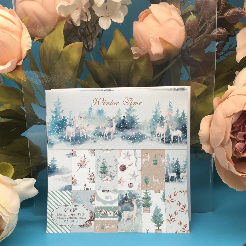 

24pcs/Pack 6*6inch Winter Time Patterned Paper Pack Scrapbooking DIY Planner Card Making Journal Project Letter Pad