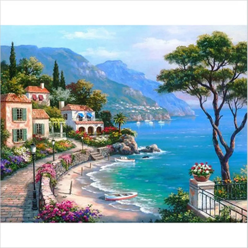

Diamond Painting Landscape painting Diamond Mosaic Diamond Embroidery Bedroom flowers cat Point Room Decoration