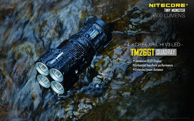 NITECORE крошечный Монстр TM26GT 704 м дальность луча 3500Lm светодиодный O светодиодный дисплей охотничий фонарь фонарик+ 4*3400 мАч батарея