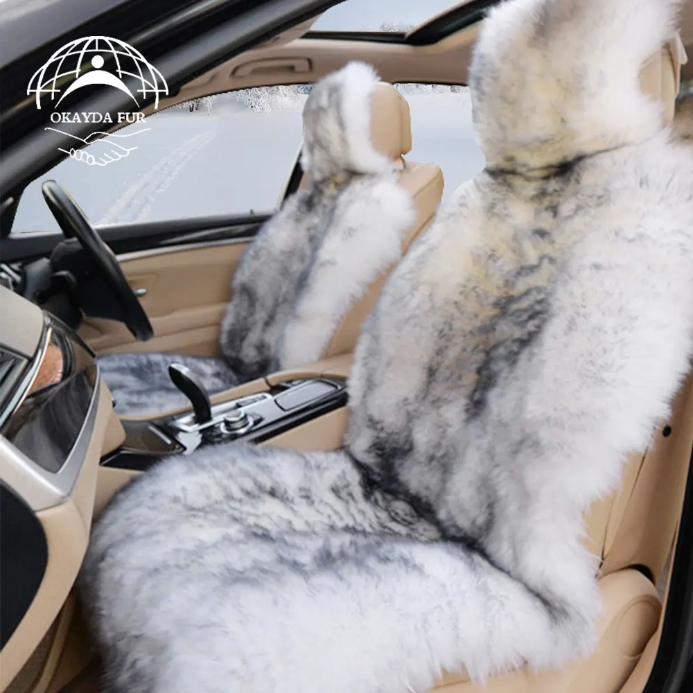 

OKAYDA car seat covers fur cushion Australia sheepskin 1 piece plush for car interior accessories universal warm free shipping
