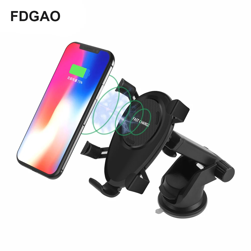 

FDGAO Car Wireless Charger For iPhone XS Max X 8 Plus XR QI Fast Wireless Car Charging Stand Phone Holder For Samsung S10 S9 S8