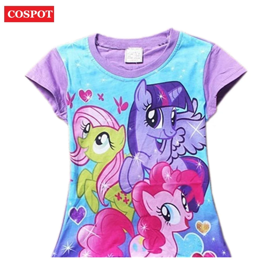 

COSPOT Baby Girls Summer T Shirt Girl T-Shirt Kids Tee Tops Baby Girls Clothes Girls Cute Cartoon My Little Pony 2020 New 20