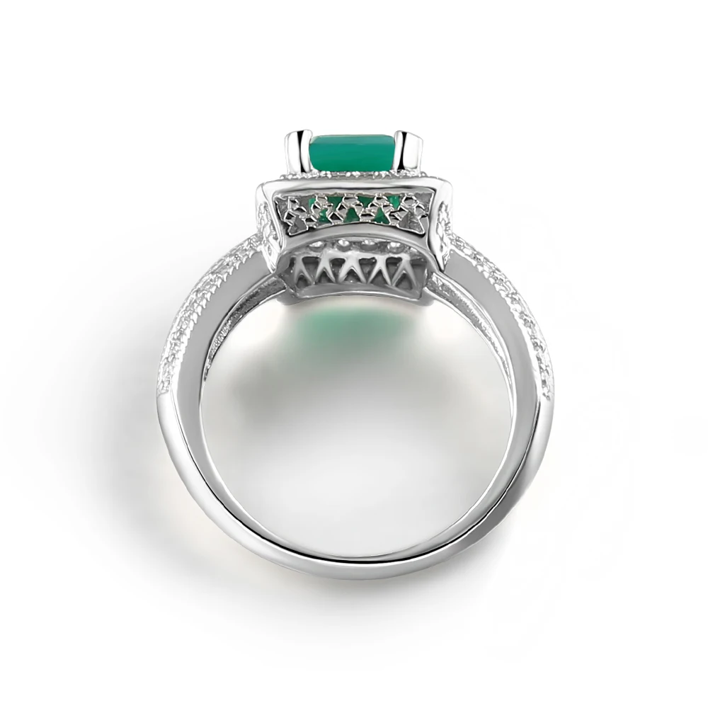 GEM'S BALLET, новинка, 6.15Ct, изумрудная огранка, натуральный зеленый агат, натуральный камень, комплект ювелирных изделий, 925 пробы, серебряные серьги, набор колец, sieraden