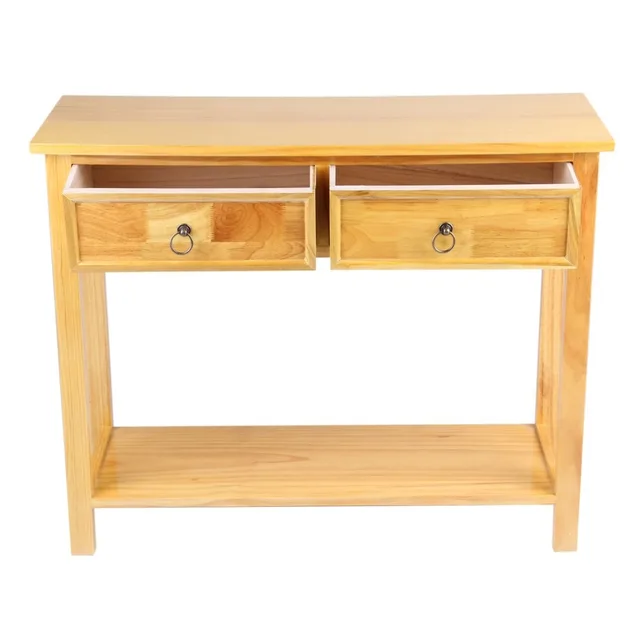 Best Quality Classic Console Table With 2 Storage Drawer And Shelf Waxed Pine Hallway Home Floor Stand Table Desk Cabinet Home Room Furniture