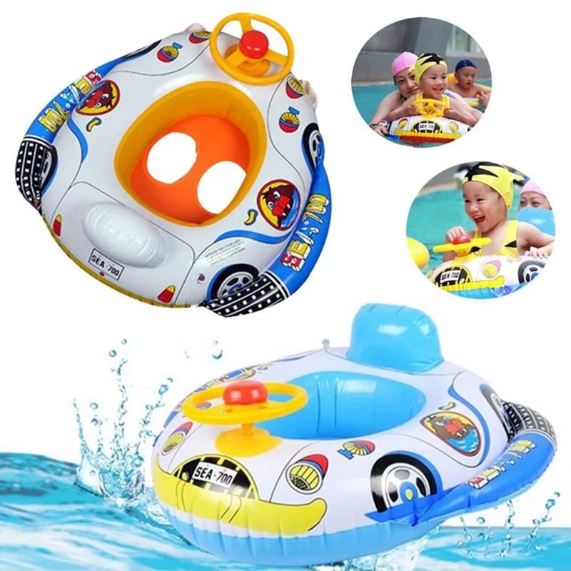 Милые детские надувные 2019 бассейн круг с сиденьем плавающая машина Форма лодка помощи тренер с рулевой клаксон костюм круги для бассейна