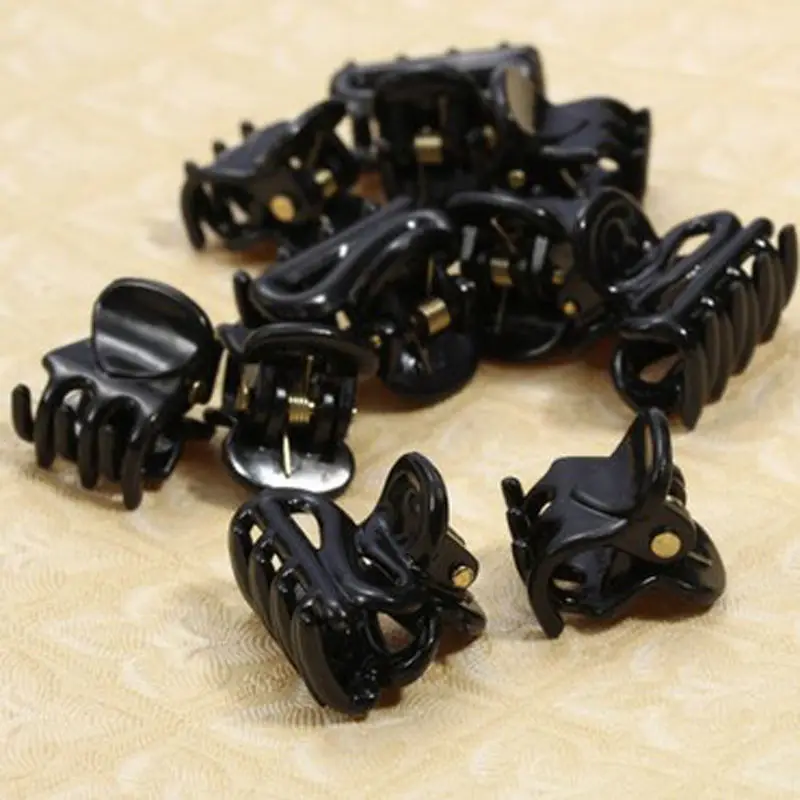 10pcs Fashion Small Plastic Black Mini Hair Claw Clamp Clip Hairpins
