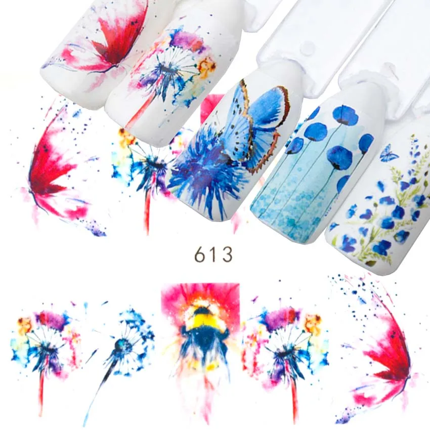 

Butterfly Nail Sticker Water Transfer Decal Dandelion Nail Art Decoration Sliders For Nail Manicure Wraps Tools ZJT3032