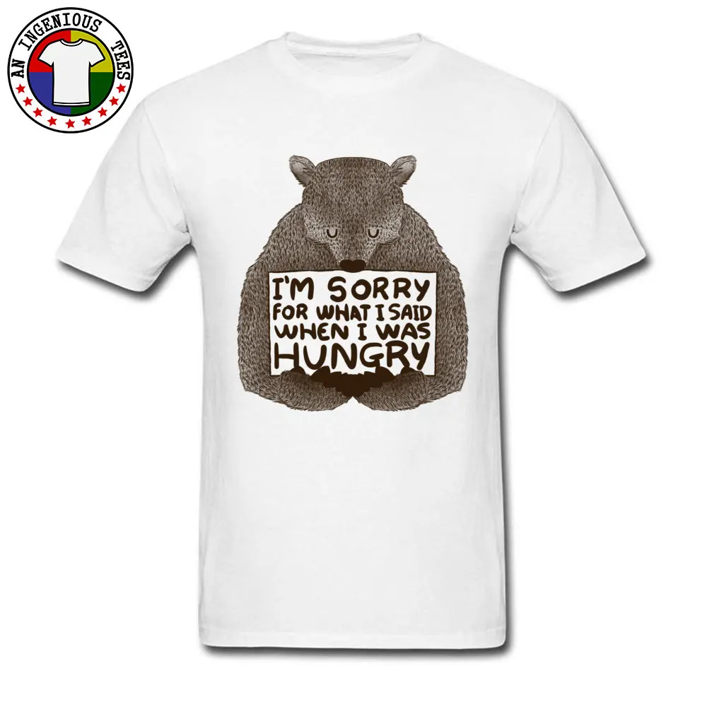 Party Print T-shirts for Men 100% Cotton Fabric Summer/Autumn Tops & Tees Crazy Tees Short Sleeve Designer O-Neck Im Sorry For What I Said When I Was Hungry white