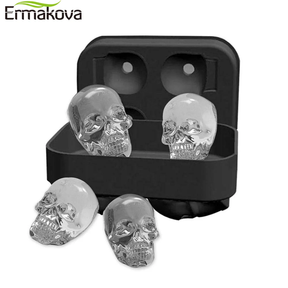 3D форма для льда Ermakova в виде черепа гибкая силиконовая лоток изготовления 4 х