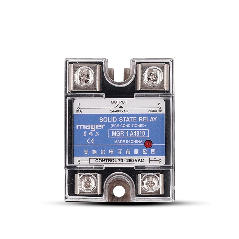 10A/25A твердотельные реле MGR-1 A4810/A4825 SSR-10AA/25AA 70-280 В переменного тока до 24-480 В переменного тока твердотельные реле с защитными крышками