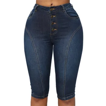 

Black Jeans Women Pantalon Femme Jean Femme 2019 Nouveau High Waist Button Down Pockets Denim Skinny Knee-Length Jeans Pants Z4