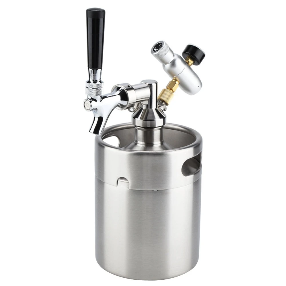 

2L Mini Stainless Steel Beer Keg With Faucet, Pressurized Home Beer Brewing Craft, Beer Dispenser Growler, Mini Beer Keg System