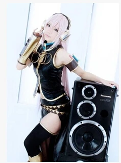 

Free shipping ANIME VOCALOID Megurine Luka Cosplay Costume with Free Socks