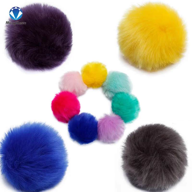 

High quality 8cm Fake Faux Rabbit Fox Fur Pompom Ball Pom for Car Keychain Keyring Women bag Pendant DIY wholesale
