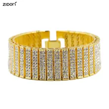 Для мужчин хип-хоп браслет цвета золота Bling AAA украшенный стразами браслет-цепочка модные мужские украшения-браслеты