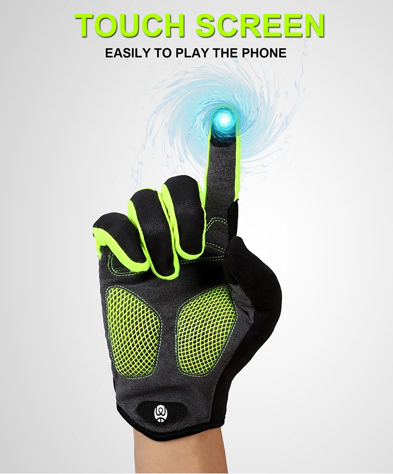 WEST BIKING перчатки для велоспорта с сенсорным экраном, перчатки для велоспорта с защитой от ветра, силикагель, противоскользящие мужские и женские перчатки для горного велосипеда