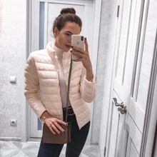 Autumn Winter Light Down Jackets Women 2018 Solid Long Sleeve Warm Coats Chic Parkas High Quality