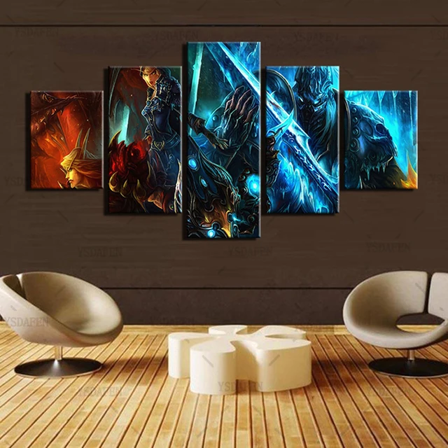 Wall Art Canvas Paintings Living Room Decor 5 Pieces World Of Warcraft