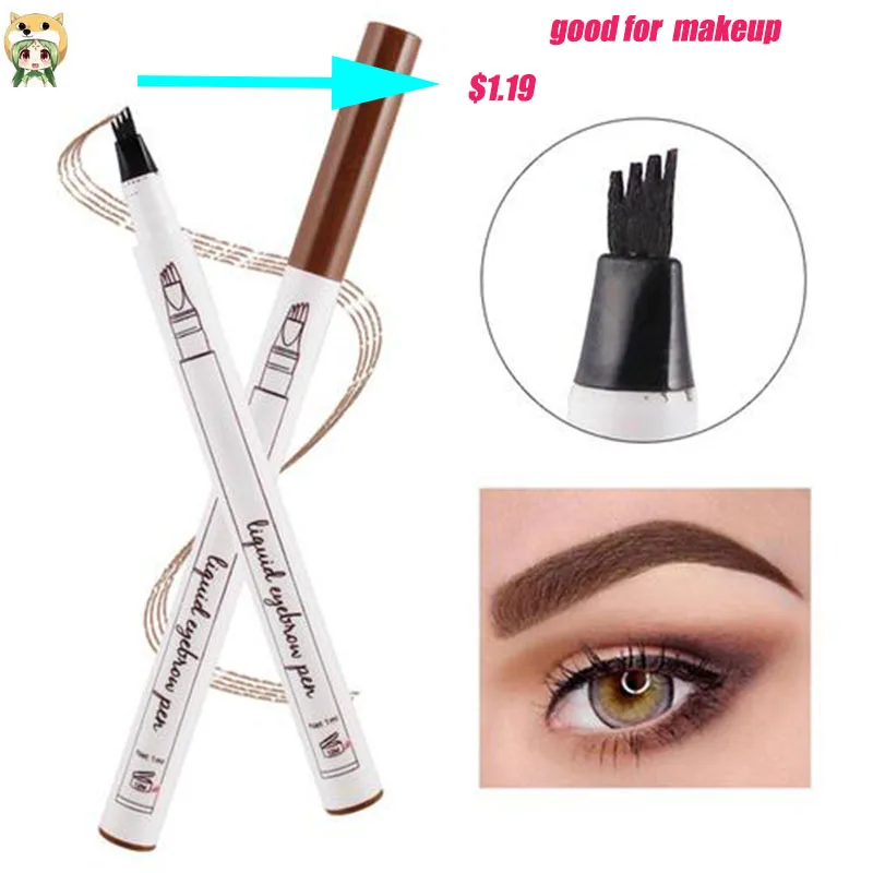 

3 Colors Waterproof liquid Eyebrow Pencil 4 Head Fine Sketch Enhancer Fork Tip Eyebrow Tattoo Tint Eyebrow Gel Pencil Makeup