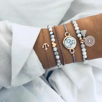 

30 Styles Mix Turtle Heart Pearl Wave LOVE Crystal Marble Charm Bracelets for Women Boho Tassel Bracelet Jewelry shell bracelet