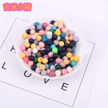 

90pcs 15 Color Solid Round Beads Diy Toys for Children Girls Gift DIY Lacing Bracelets Necklace Scattered Hole Bead Learning Toy