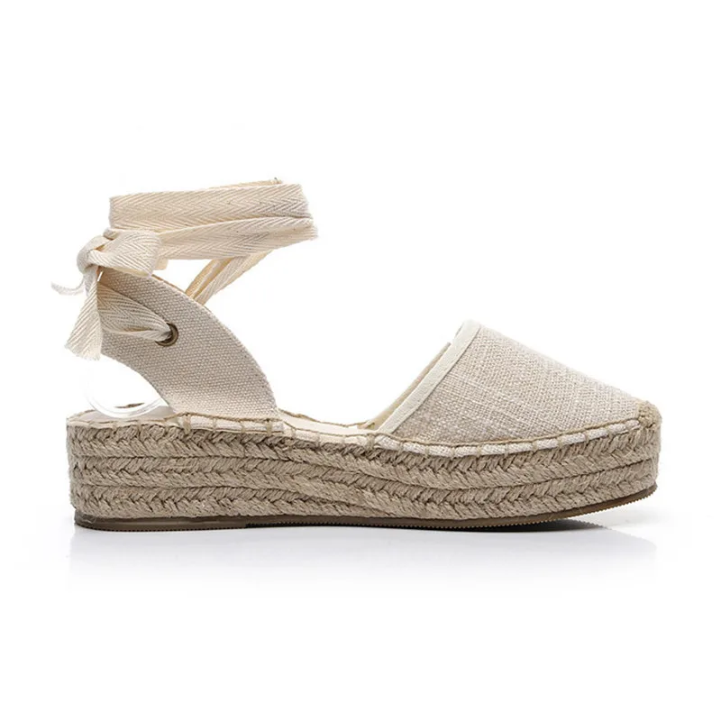 Summer Black Striped Wedge Espadrilles Women Sandals Closed Toe Lace Gladiator Sandal Women Casual Lace Up Women Platform Sandal (21)