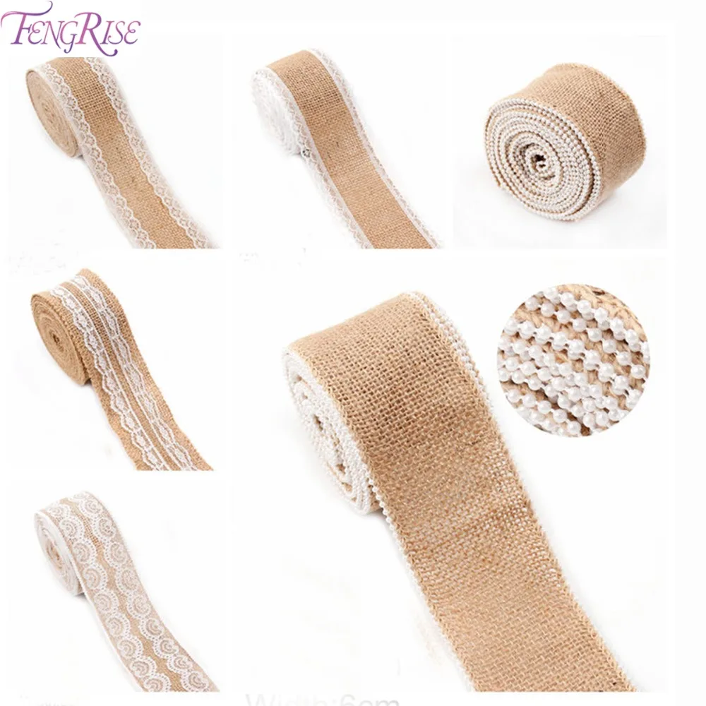 5 rouleau 2 m Naturel Jute Toile De Jute de Hesse Ruban Tissu Noël Nouvel An Fête