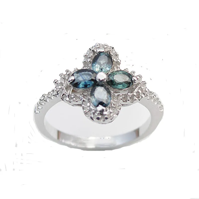 

2017 Qi Xuan_Dark Blue Stone Elegant And Generous Individuality Ring_S925 Solid Silver Fashion Ring _Manufacturer Directly Sales