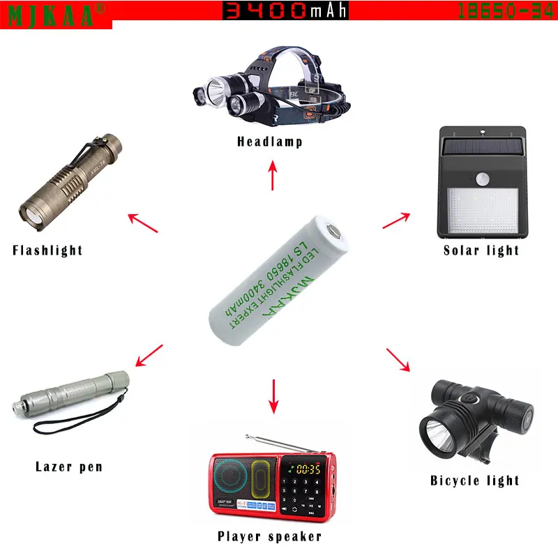 8 шт. высокоемкая 18650 перезаряжаемая батарея 3400 мАч(не AA/AAA батарея) 3,7 в литий-ионная батарея для фонарика налобного фонаря