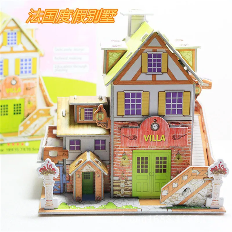 3D DIY Головоломка ЗАМОК Сборная модель мультяшный дом бумажная игрушка малыш Раннее Обучение строительный узор подарок детский дом головоломка - Цвет: STLYE7