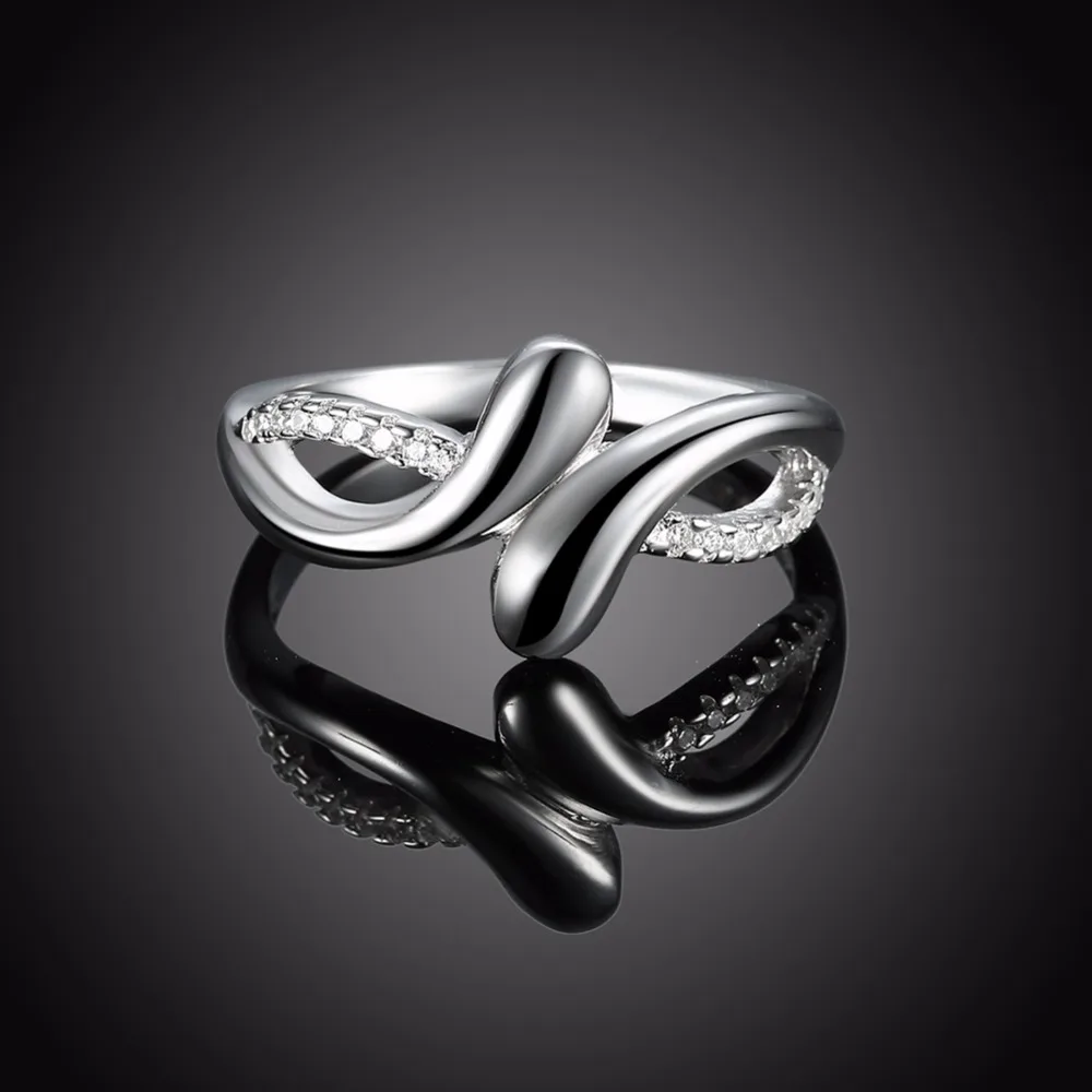 Solid 925 Sterling Silver Ring Irregular Design Zircon Female Trendy Fashion Jewelry Party Rings For Women (JewelOra RI102649)