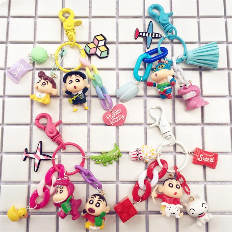 

Cute Japanese Anime Crayon Shin-chan Shinnosuke Nohara Doll Keychain for Bag Charms Car Keyring Gift Women Girl Jewelry