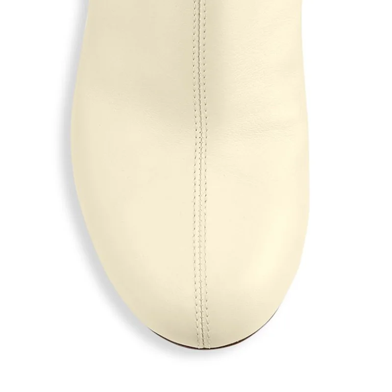 Tobillo Fsj01 Tamaño Bloque Moda Botines Mujer Otoño Zapatos Botas Redonda Alto Blanco Paseo Tacones De Cuero Casual Punta Laterales Fsj Cremalleras 7HqRd
