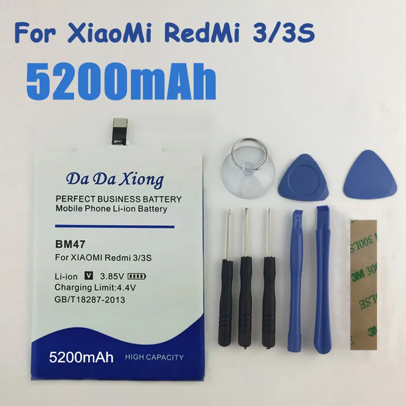 

5200mAh BM47 Battery for Xiaomi Redmi 3 3S 3X Xiao mi Hongmi Redmi 4x