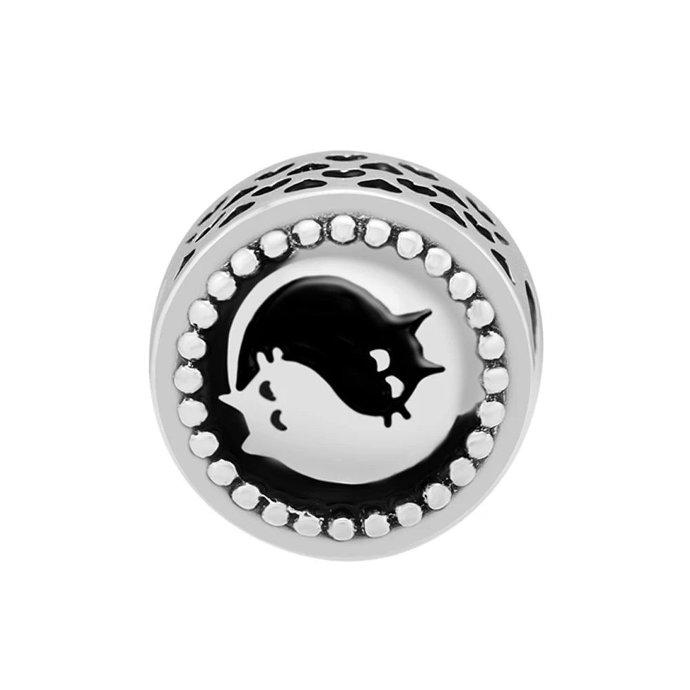 

Yin & Yang Cat Charm Real 925 Sterling Silver Beads Fits Pandora Bracelets Women Beads for Jewelry Making kralen pulsera