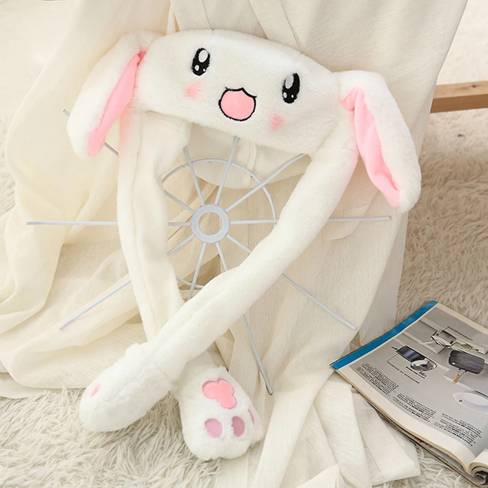 N//H Led Glowing Plush Moving Rabbit Hat Dancing Bunny Ears Pinching Ear to Move Vertically Cartoon Animal Toys Hat