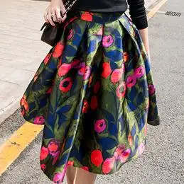 Новая женская винтажная плиссированная юбка с высокой талией и цветочным принтом, цветные юбки-пачки