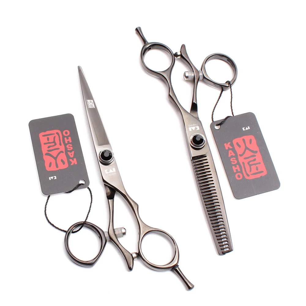 

5.5" 16cm 440C Rotated Handle Kasho Haircut Set Hairdressing Scissors Cutting Shears Thinning Scissors Salon Hair Scissors H9019