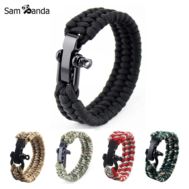 التخييم مضفر أساور والأساور paracord المظلة الحبل الرجال حبل الطوارئ بقاء الانقاذ المقاوم للصدأ مجوهرات