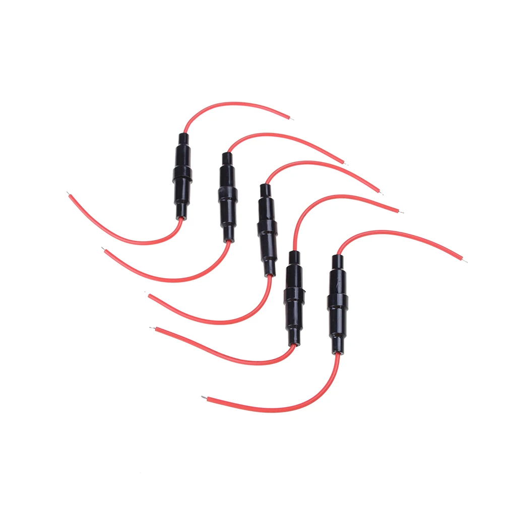 10pcs 5*20mm Glass Fuse Holder Screw Type 5X20mm With 22 AWG Wire Cable