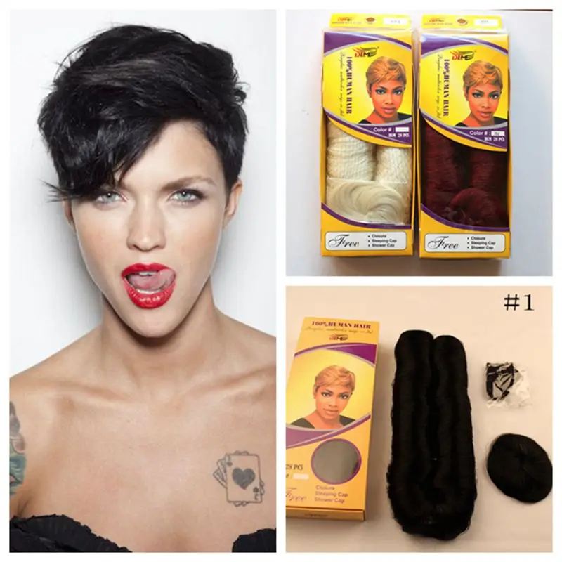 1pcs Lot 27 Pieces Short Human In Hair Weave For Black Women With