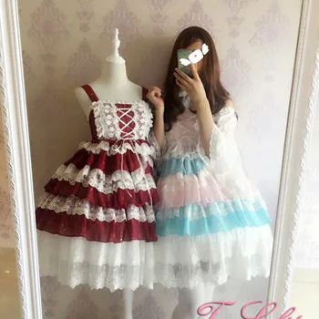 

Free Sale Real Shipping 2019 New Japanese Soft Sister Dress Lolita Girls Summer Cicadas Bronzing High Waist Jsk A Undertakes