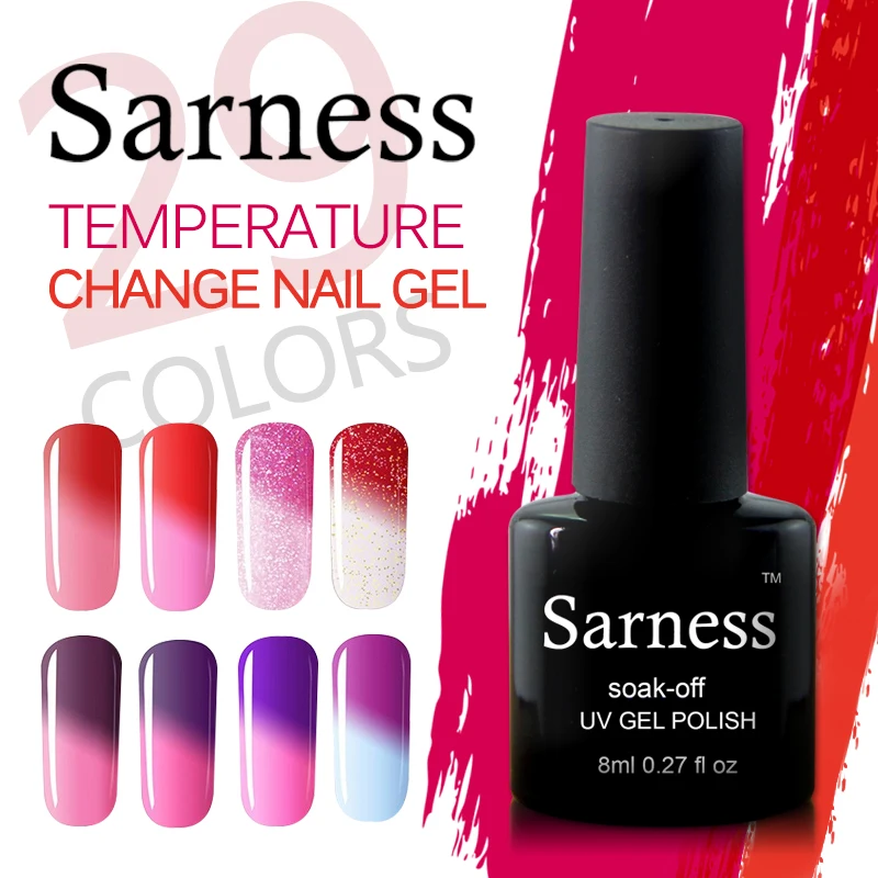 Sarness ногтей Температура Цвет изменение настроения Soak Off Esmalte гель лак 8 мл УФ