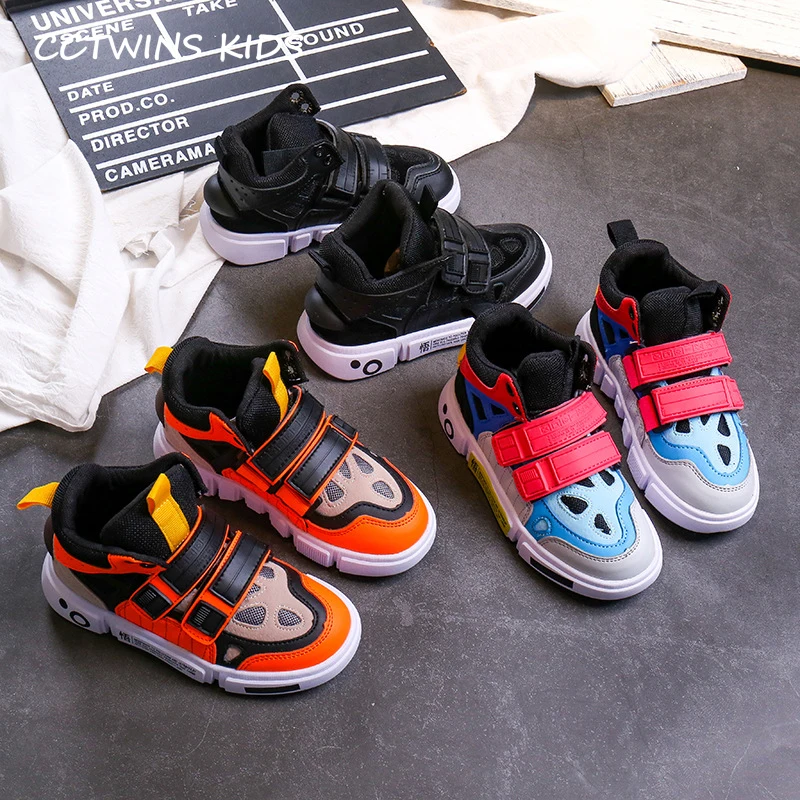 

Kids Shoes 2019 Autumn Fashion Girls Casual Running Sports Shoes Boys High Top Sneakers Children Black Breathable Trainer FH2441