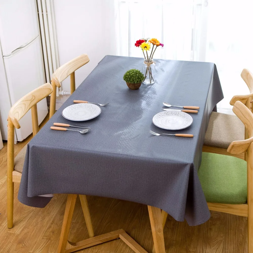 

European modern Solid color waterproof tablecloths PVC material oilproof coffee table cover fashion dining table cloth