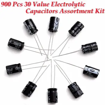 

1set of 900pcs 30values Aluminum Assortment Kit Set Pack Electrolytic Capacitor Assortment Box Kit KIT0154