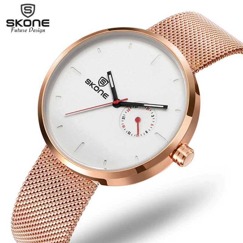 

2018 Rose Gold Creative Series 4 Hands Men Women Watches Matte Dial Full Steel Calendar Multifunction Watch Men reloje masculino