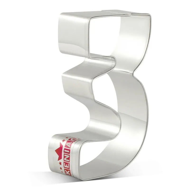 

KENIAO 3 Cookie Cutter For Kids Number Three Biscuit - 4.1 x 8.1 cm - Fondant / Pastry / Sandwich Cutter - Stainless Steel