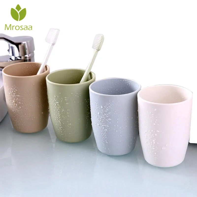 Mrosaa 350ml Household Bathroom Tumblers Simple Couple PP Plastic Tooth