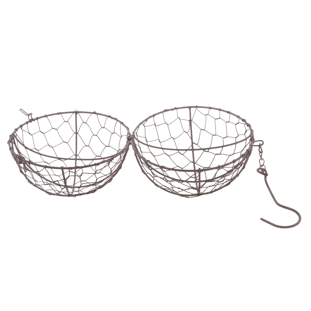 2Pcs Rustic Romantic Iron Frame Ball Shape Succulent Pot Hanging Pot 15cm